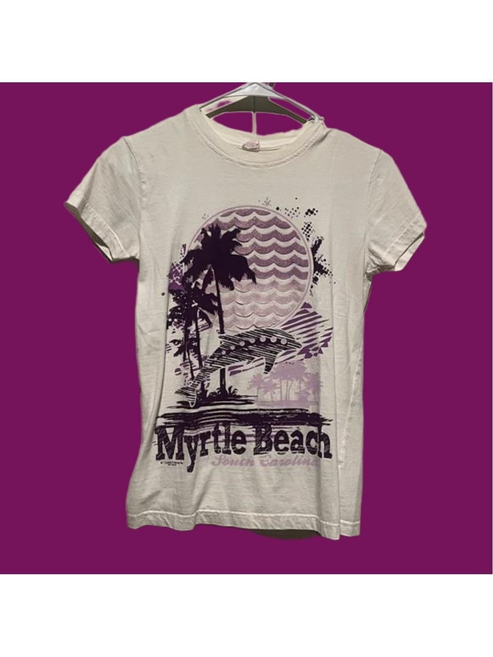 White Women’s shirt size SMALL w/beautiful beach scenery-Myrtle Beach, SC.